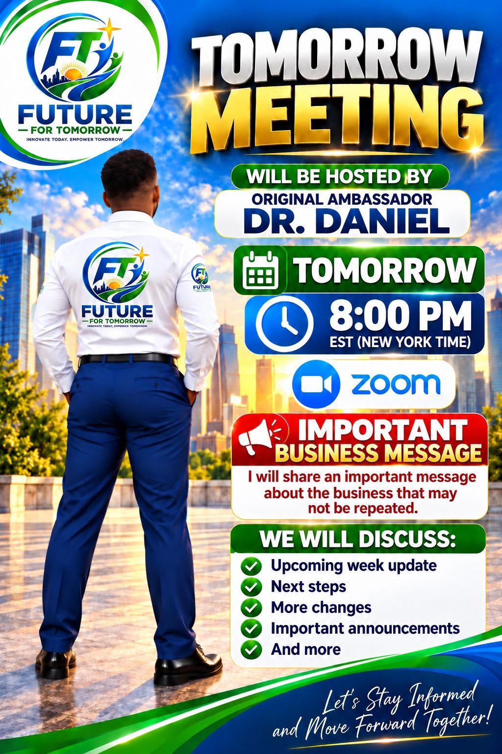 Tomorrow Meeting announcement with Ambassador Dr. Daniel