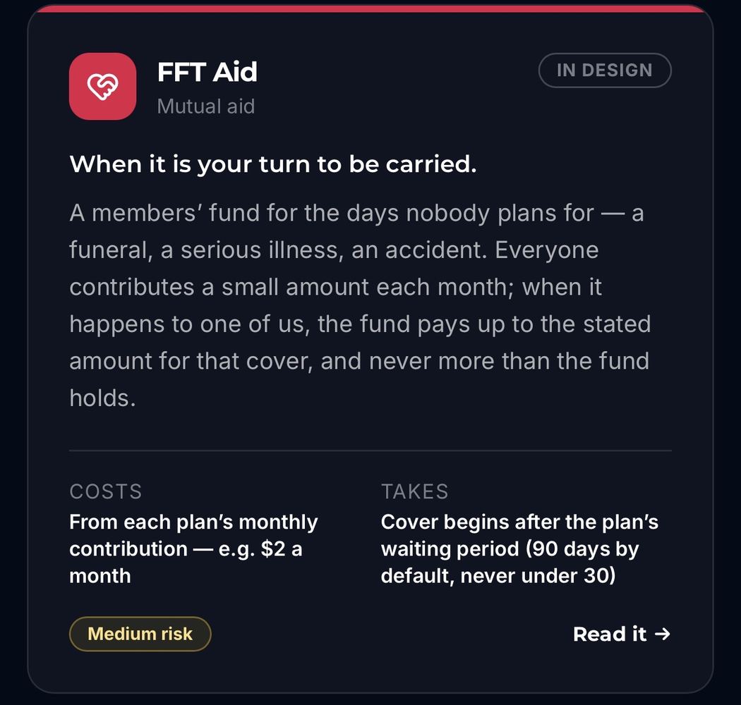 FFT Aid business concept card, available inside the FFT App, Medium risk